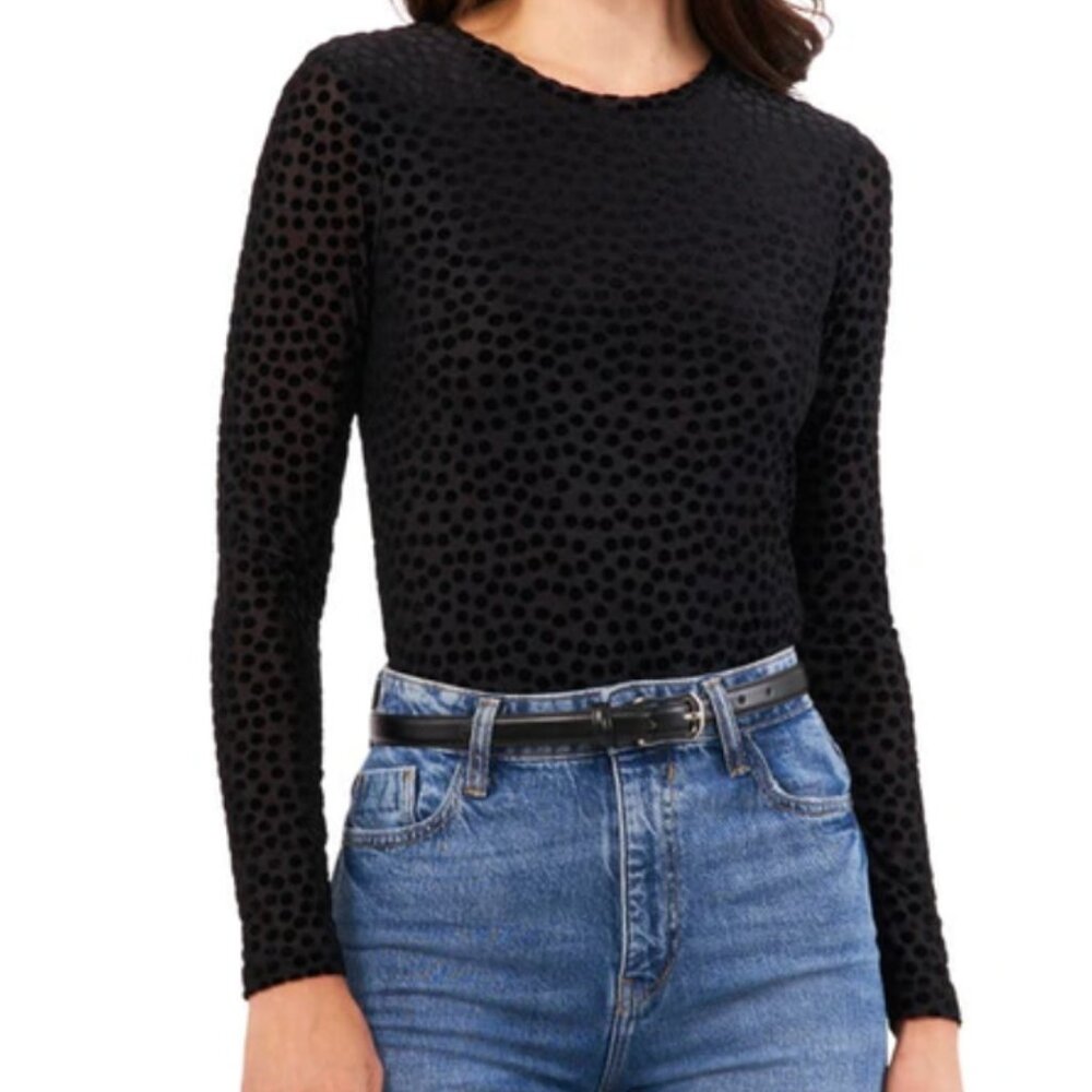 Vince Camuto Velvet Burnout Crewneck Top XS